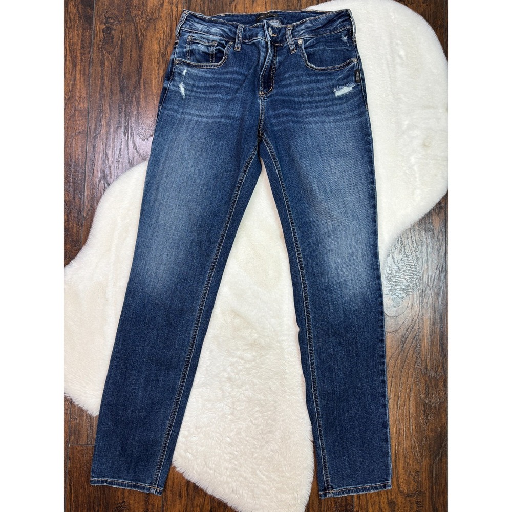 Silver Jeans 29 Boyfriend Distressed Medium Wash Stretch Mid-Rise Women's